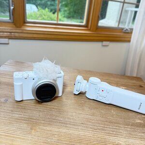 Sony ZV-1F (White) + Sony Wireless Grip (White) – Vlogging/Travel Bundle – $470